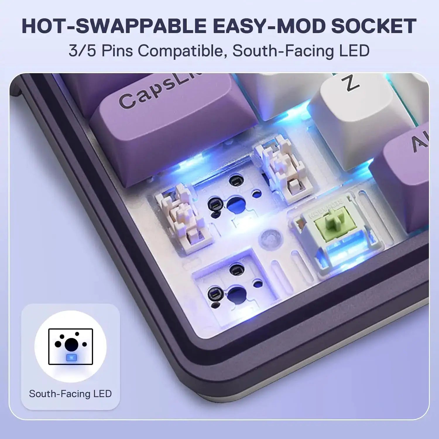 Redragon K745 PRO wireless gasket RGB mechanical keyboard, 108 keys, purple keycaps, blue LED lighting
