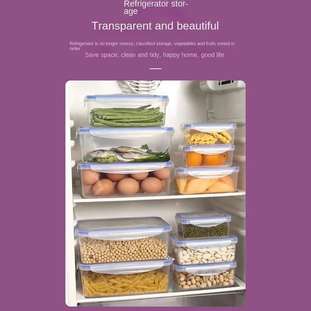 FreshLock Rectangular Refrigerator Storage Box With Lid Sealed Transparent Stackable Food Containers
