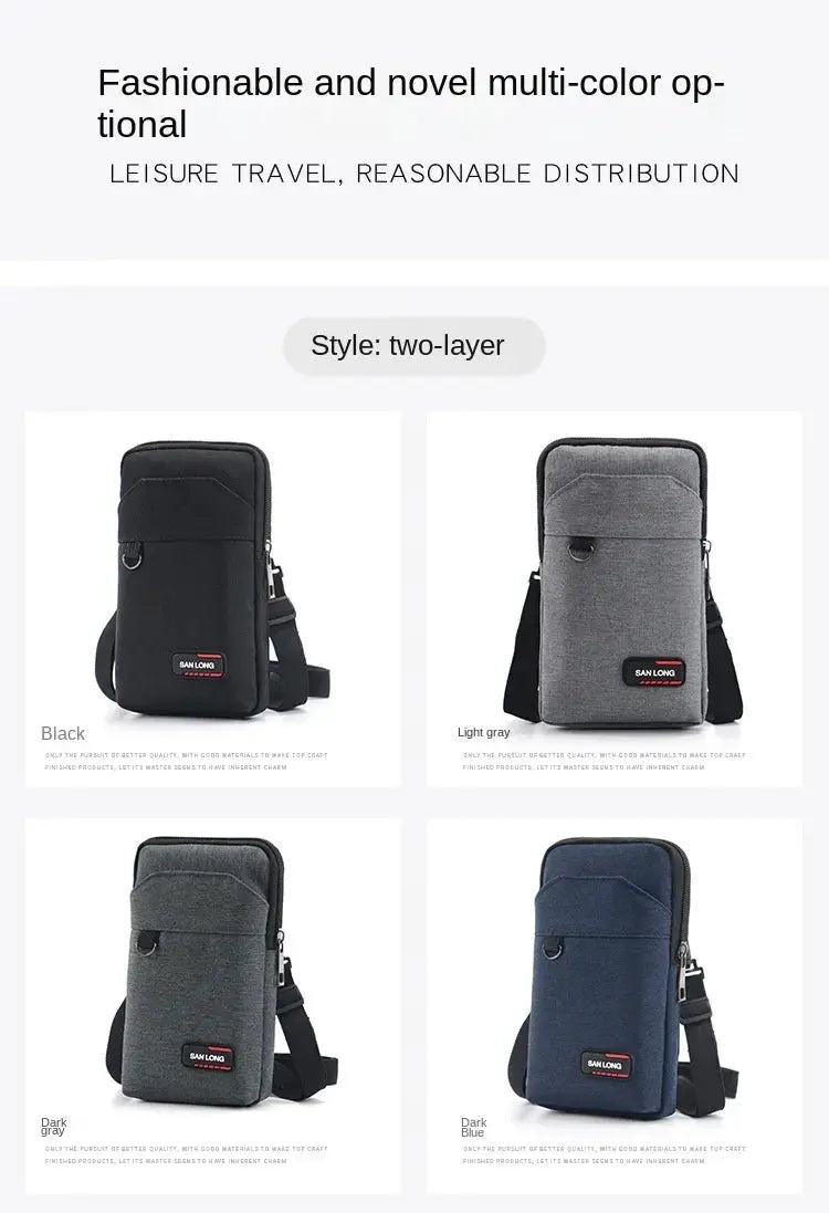 Men's waterproof tactical waist bag by San Long; 4-color set with crossbody strap and phone pouch.