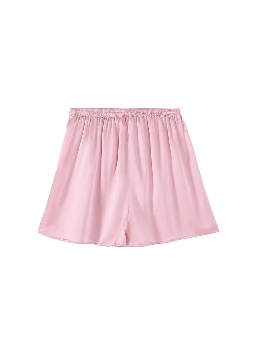 Simples Market SuyaDream women's pink silk shorts with elastic waistband