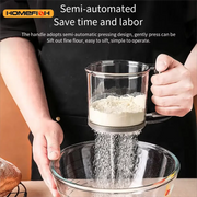 Homefish Kitchen Baking Cake Flour Sieve 40 Mesh Semi Automatic Filter Sieve With Capacity Scale