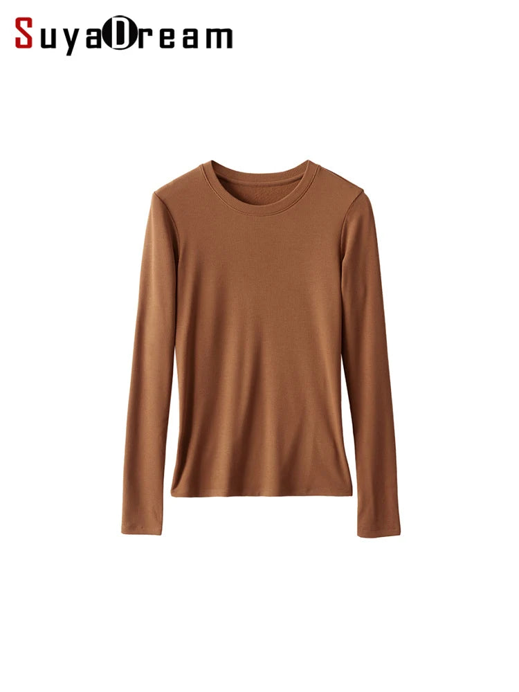 SuyaDream Women Silk Viscose Thermal Base Layer Top With Turtleneck For Warmth And Style