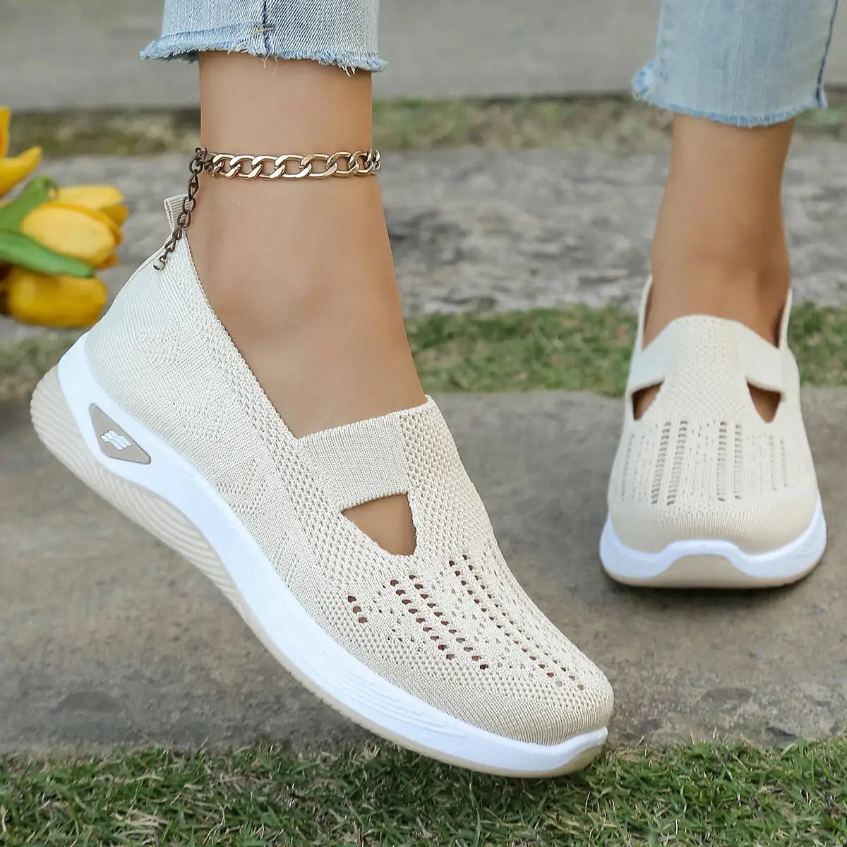 NovaStride Casual Slip On Womens Summer Shoes With Breathable Mesh Upper For All Day Comfort