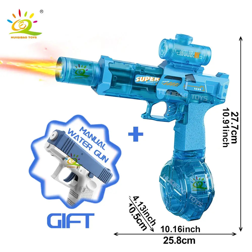 Huiqibao Electric Pulse Water Gun With Simulated Flame Sensor Light Fully Automatic Water Pistol For Outdoor Beach Fun