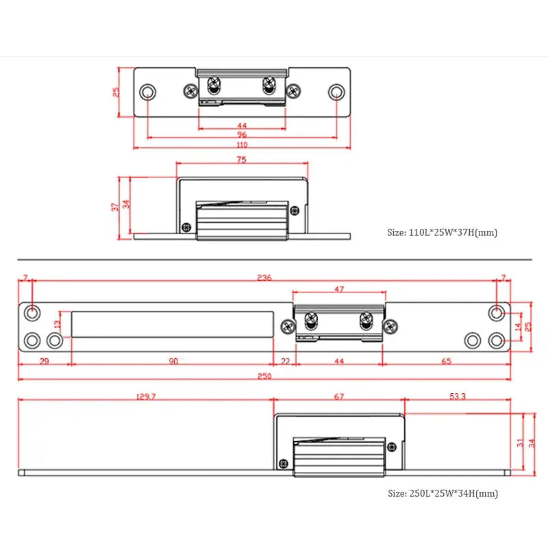Electric strike door lock Simples Market stainless steel 12V DC fail-secure for access control.