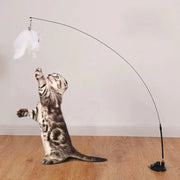 Interactive Cat Toy Hands Free Cat Wand Teaser Wand With Feathers Bell Suction Cup Bird Toy Pet Supplies
