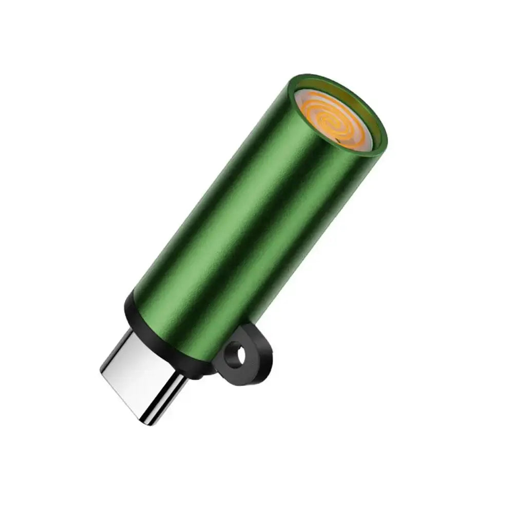 Type-C mini windproof lighter with green metal body, portable flame starter by Simples Market