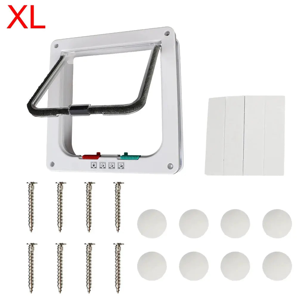 ABS Plastic Cat And Dog Flap Door Four Way Lock Security Flap Door Small Pet Safety Gate