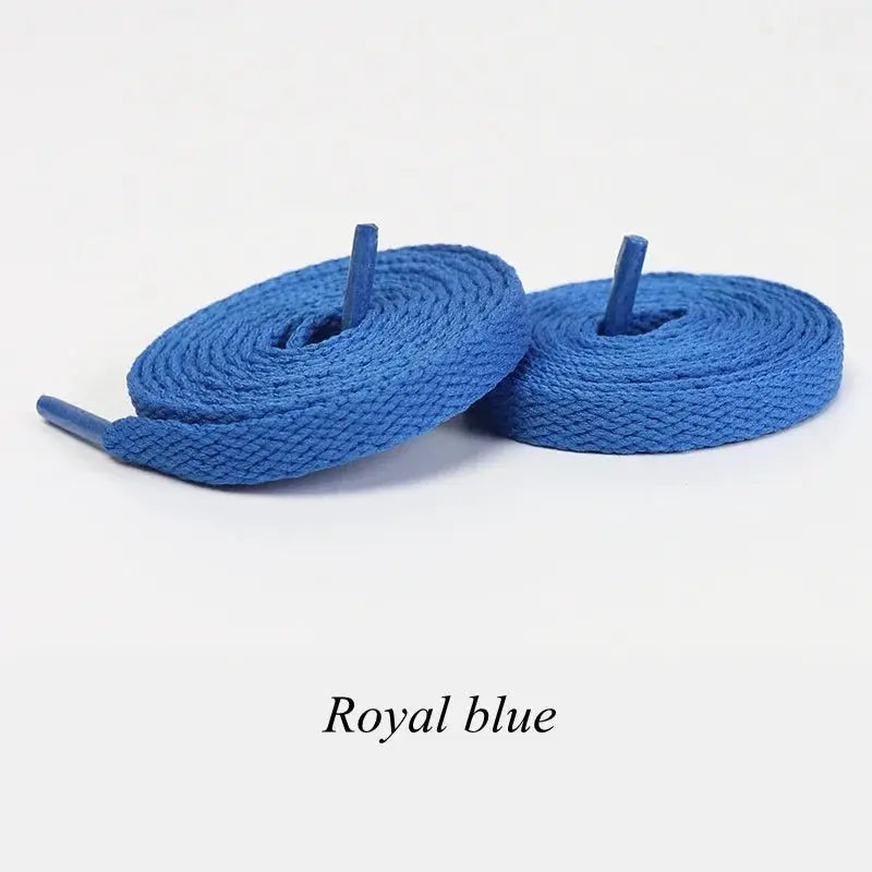 Flat royal blue shoelaces, 1 pair for sneakers, casual unisex shoe strings