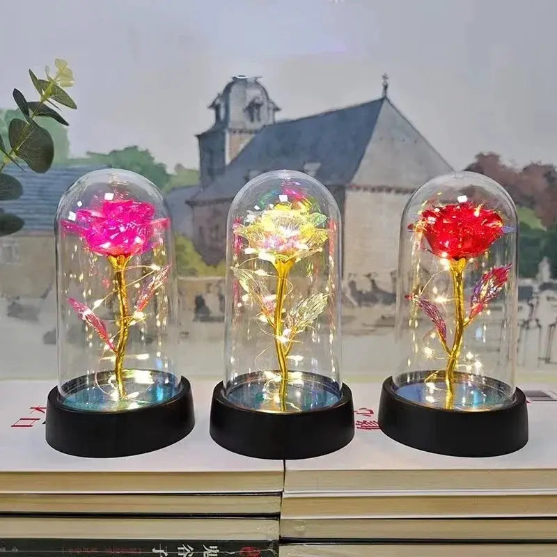 Artificial Rose Flowers With LED Light Eternal Rose Gift For Girlfriend Valentines Day Wedding Decor Christmas Gifts