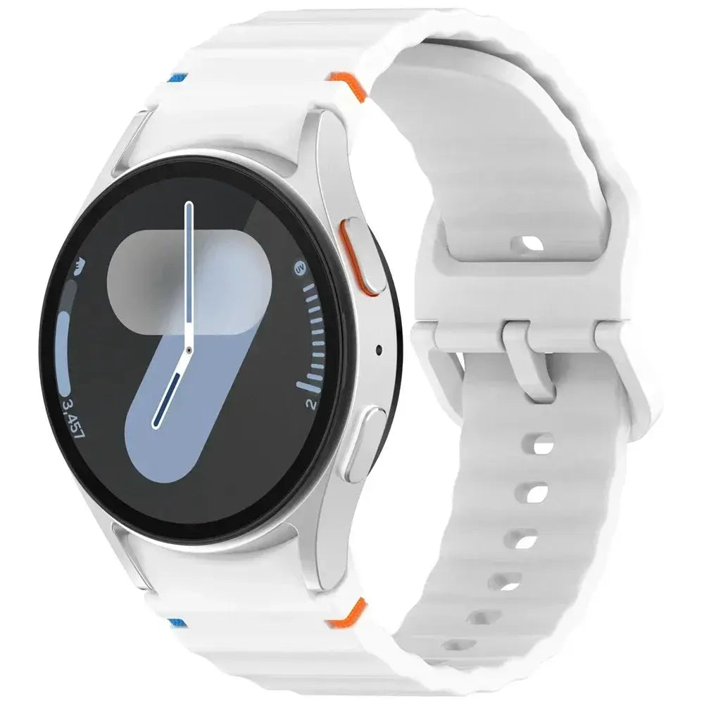 Original Band for Samsung Galaxy Watch white silicone strap 44mm/40mm with orange accent by Simples Market