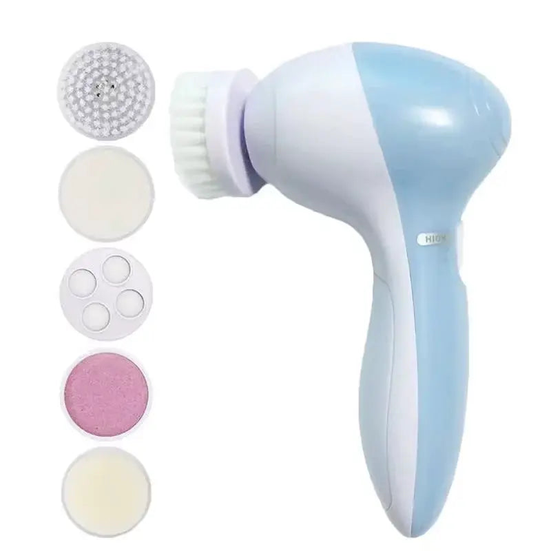 Electric 5 In 1 Facial Cleanser Brush Spa Skin Care Massager For Blackhead Removal And Gentle Facial Cleansing