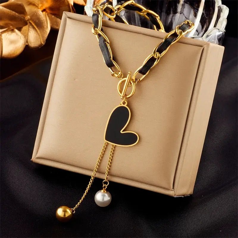 DIEYURO 316L Stainless Steel Butterfly Moon Lock Blue Eyes Pendant Necklace For Women Multilayer Choker Jewelry Gift - Simples Market