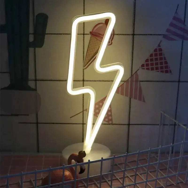Lightning bolt neon sign USB LED lamp in warm white for kids room decor