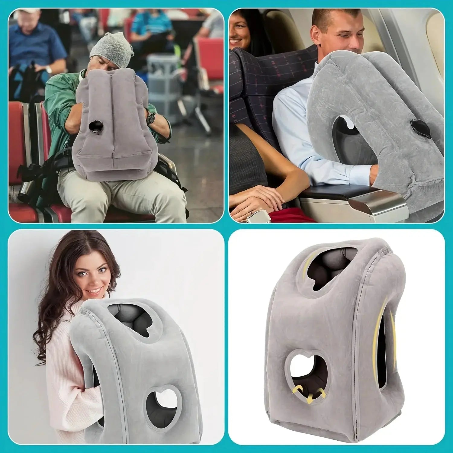 Inflatable Travel Pillow With Patented Valve For Adjustable Neck And Head Support Lightweight Thanksgiving Gift