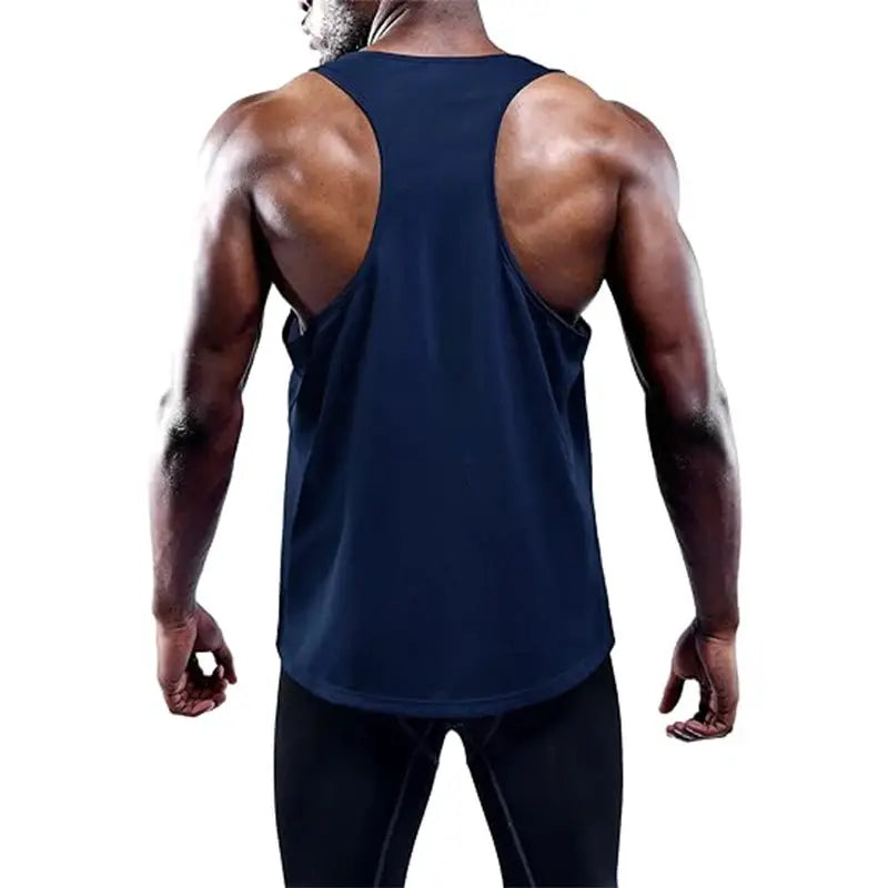 Men's running tank top by Simples Market, navy blue quick-dry sleeveless gym vest