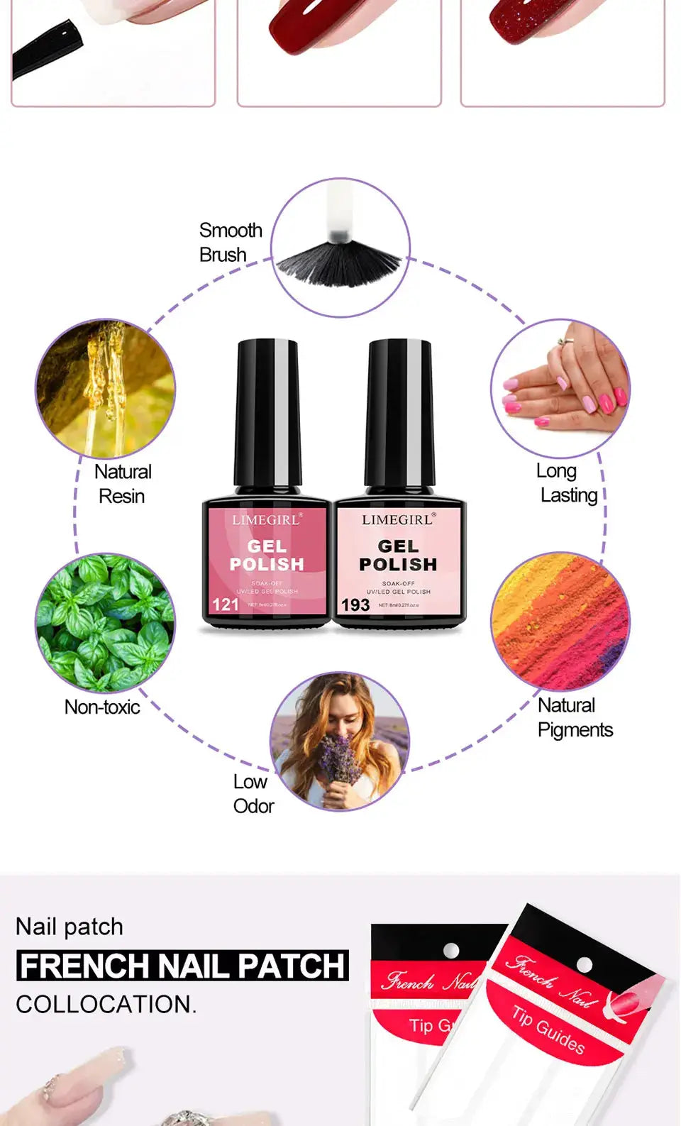 LIMEGIRL Gel Nail Polish Kit by Simples Market with two pink gel polishes and UV lamp
