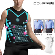 Simples Market men's shapewear vest, sleeveless compression tank in black with teal trim