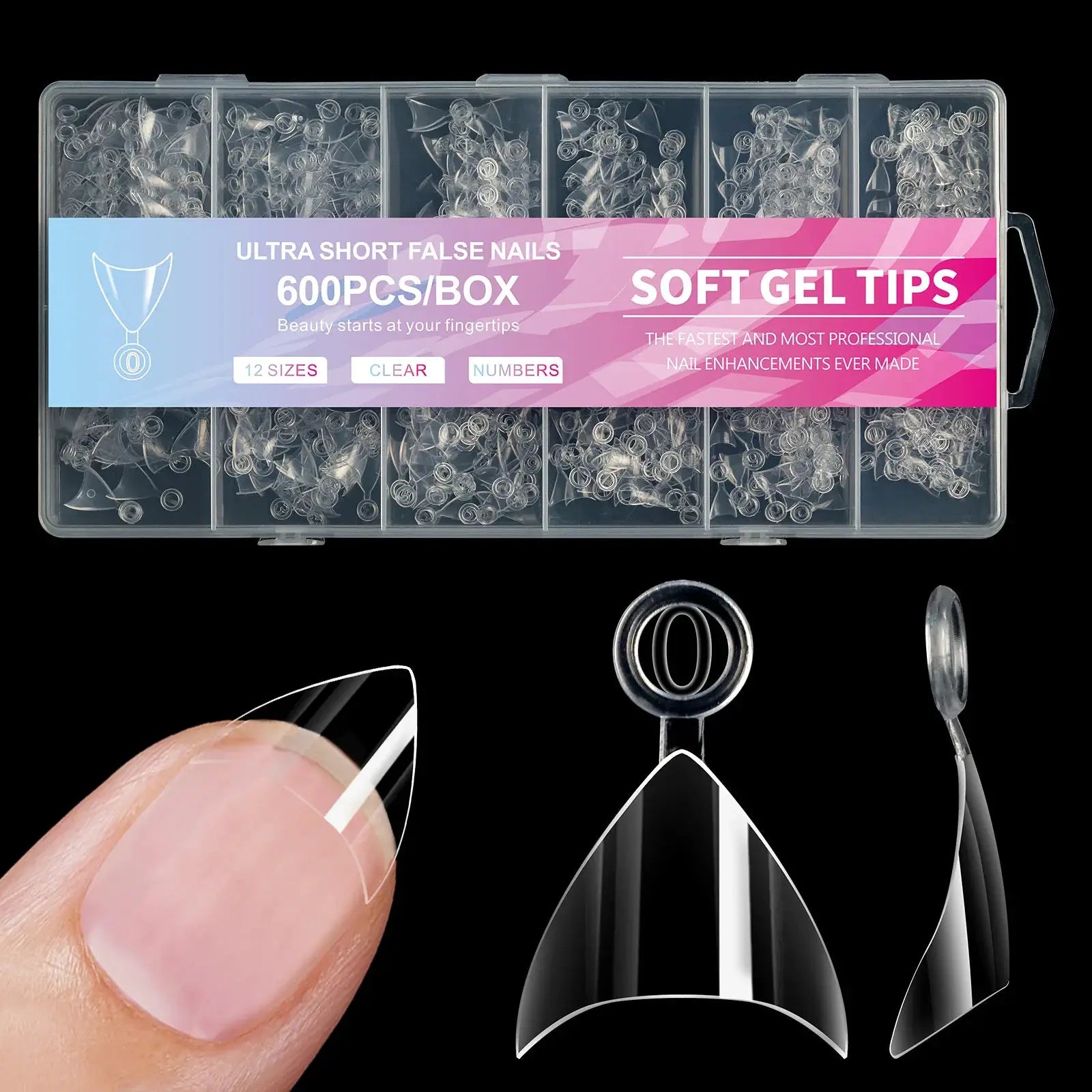 GlamNail 600Pcs Ultra Short French Press On Acrylic Nails Almond Square Traceless Finish Salon Quality At Home