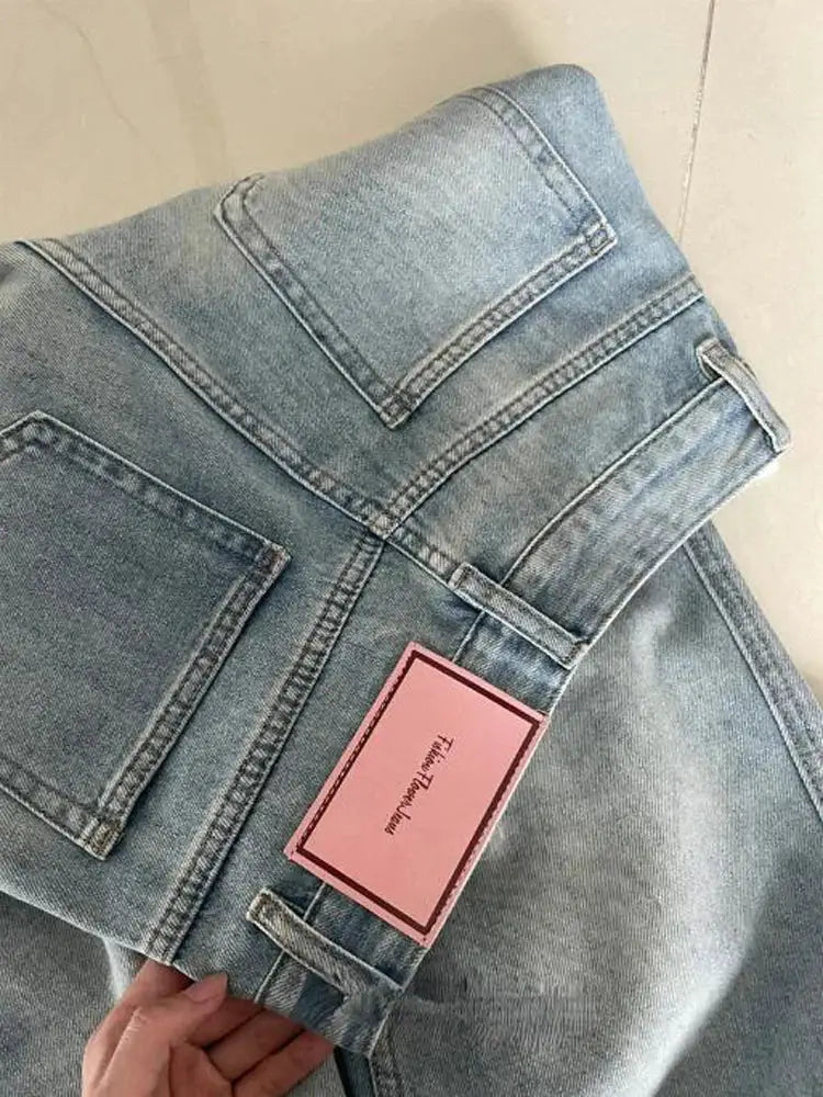 Women Wide Leg Baggy Jeans Streetwear Vintage Y2K Punk Denim Pants