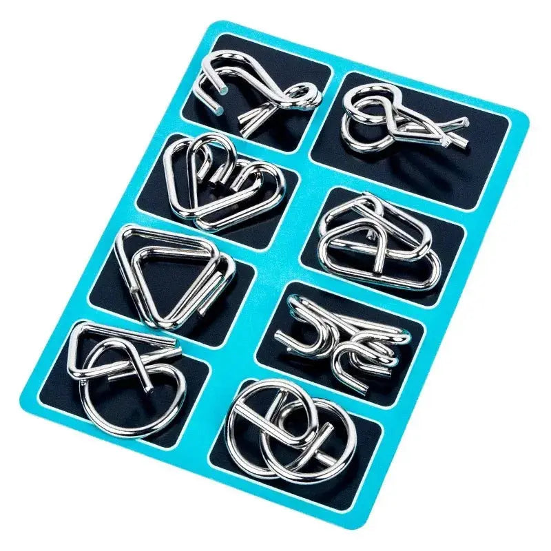 8 Pcs Metal Wire Puzzle Set For Adults IQ Logic Brain Teasers Focus Mind Training Montessori Challenging Puzzles