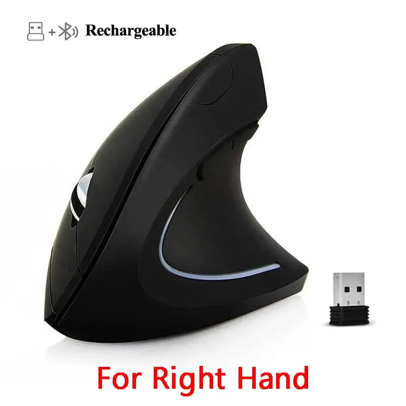 Vertical Ergonomic Wireless and Wired USB Mouse With Rechargeable Bluetooth Connectivity 1600 DPI For PC Laptop Gaming