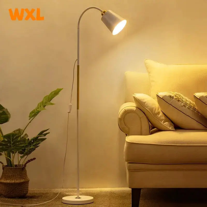 Floor lamp Simples Market white wrought-iron LED standing lamp with adjustable head for living room