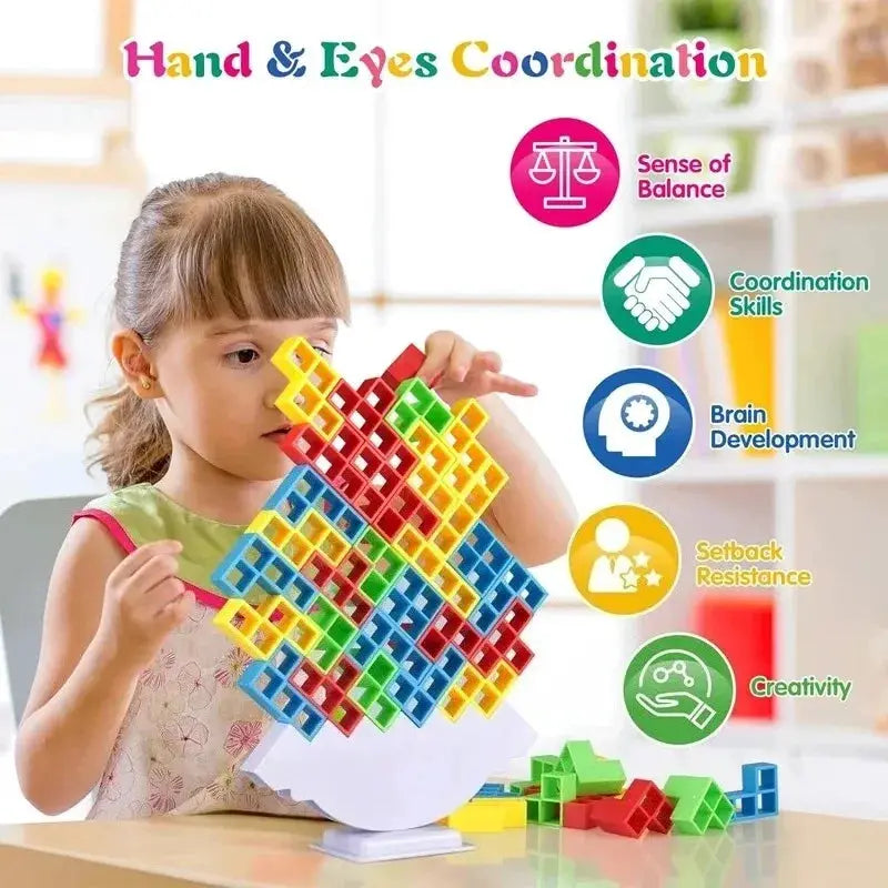 Jigsaw Building Block Toys for Kids, Balance Stacking and Construction Board Games for Tabletop Fun