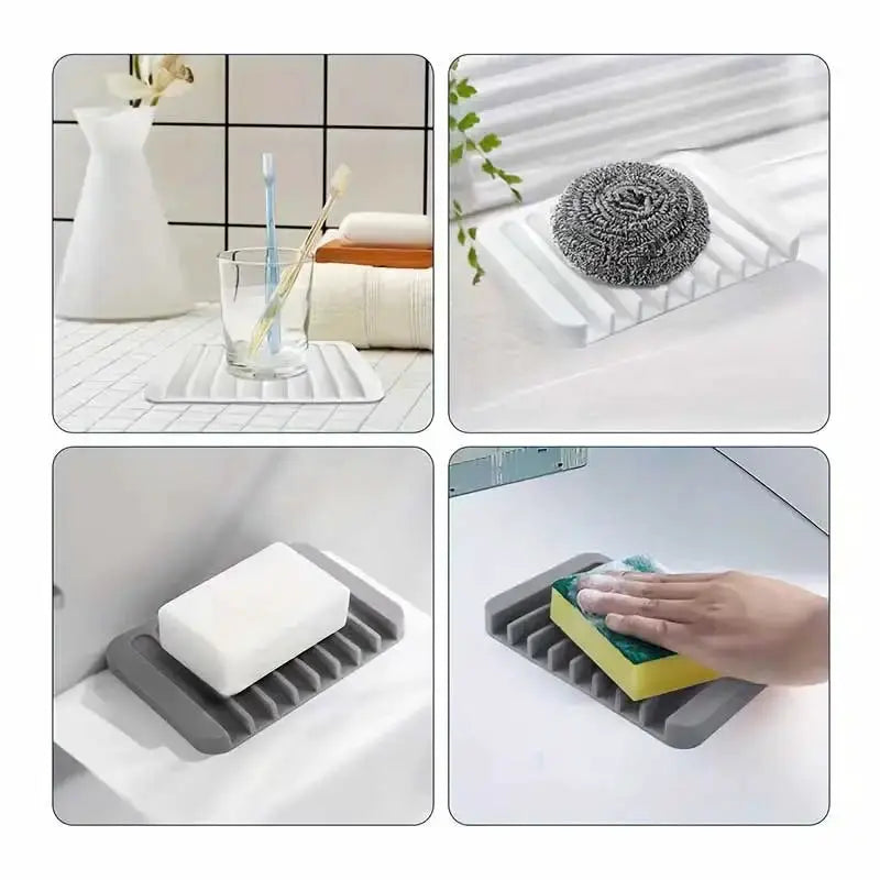 SmartChoice Silicone Self Draining Soap Holder Non Slip Countertop For Kitchen And Bathroom