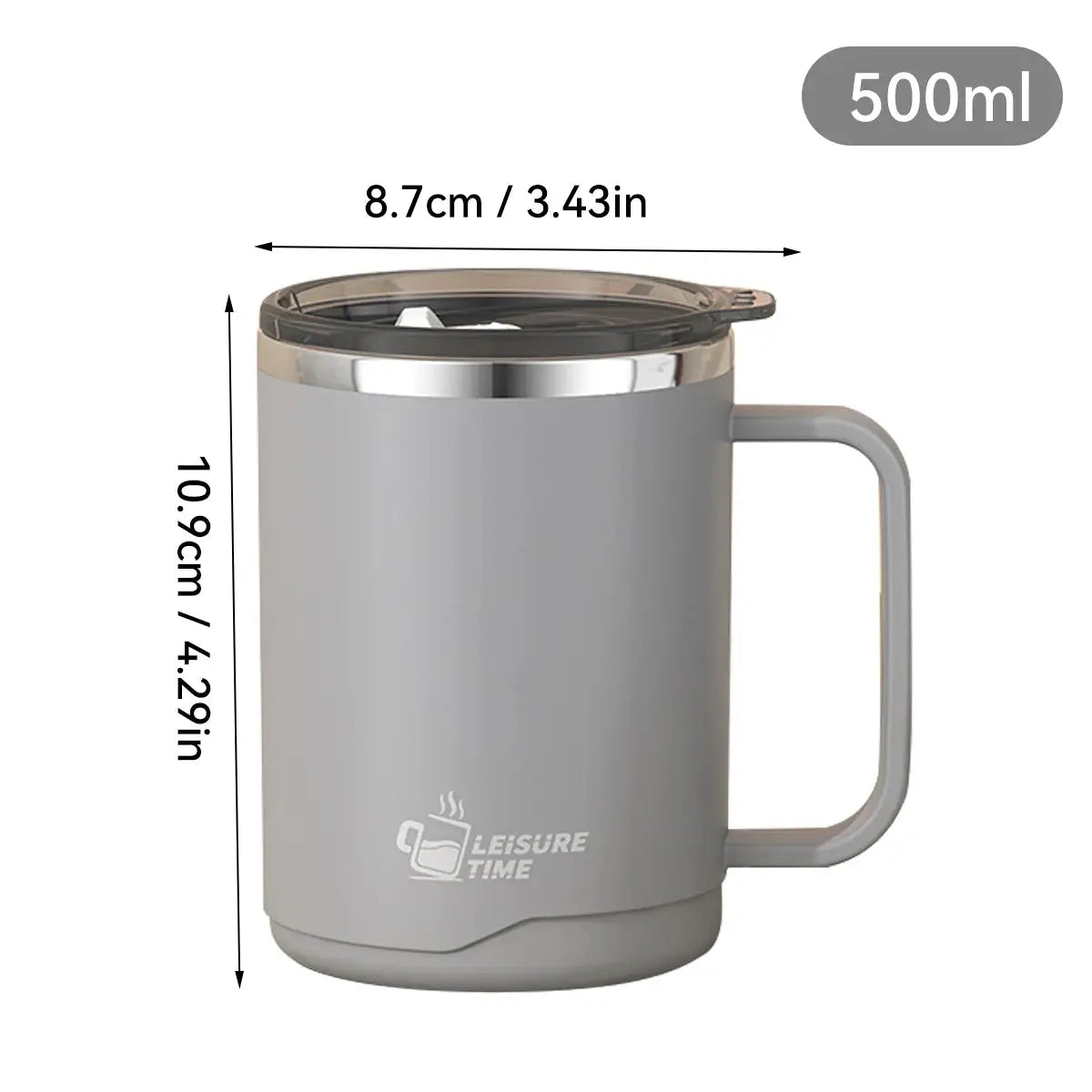 Double Wall Insulated 304 Stainless Steel Coffee Mug With Handle Leak Proof 500ml 16oz Drinkware For Adults And Students