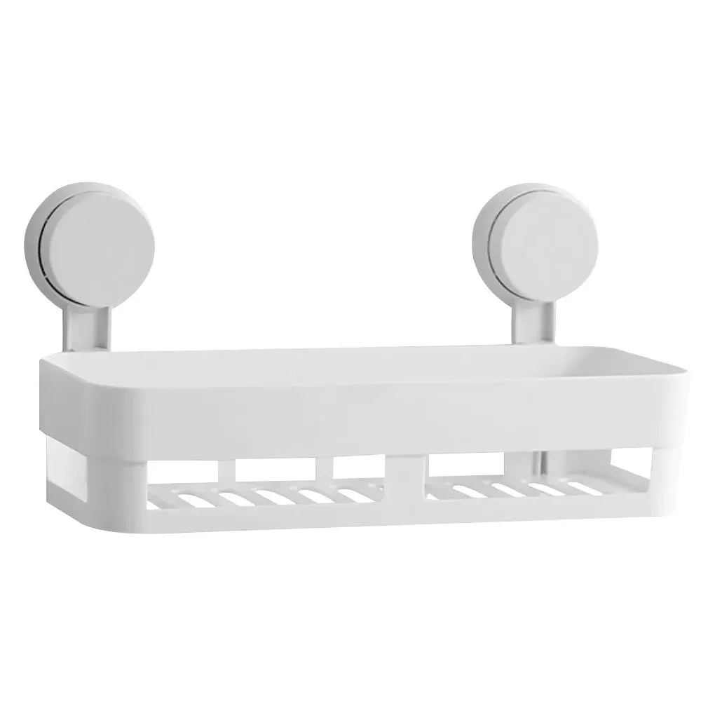 Simples Market white shower suction cup shelf basket, wall-mounted bathroom storage with two suction cups