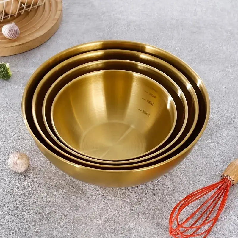 Three Piece Stainless Steel Mixing Bowls Set For Mixing Kneading Dough And Serving Salads