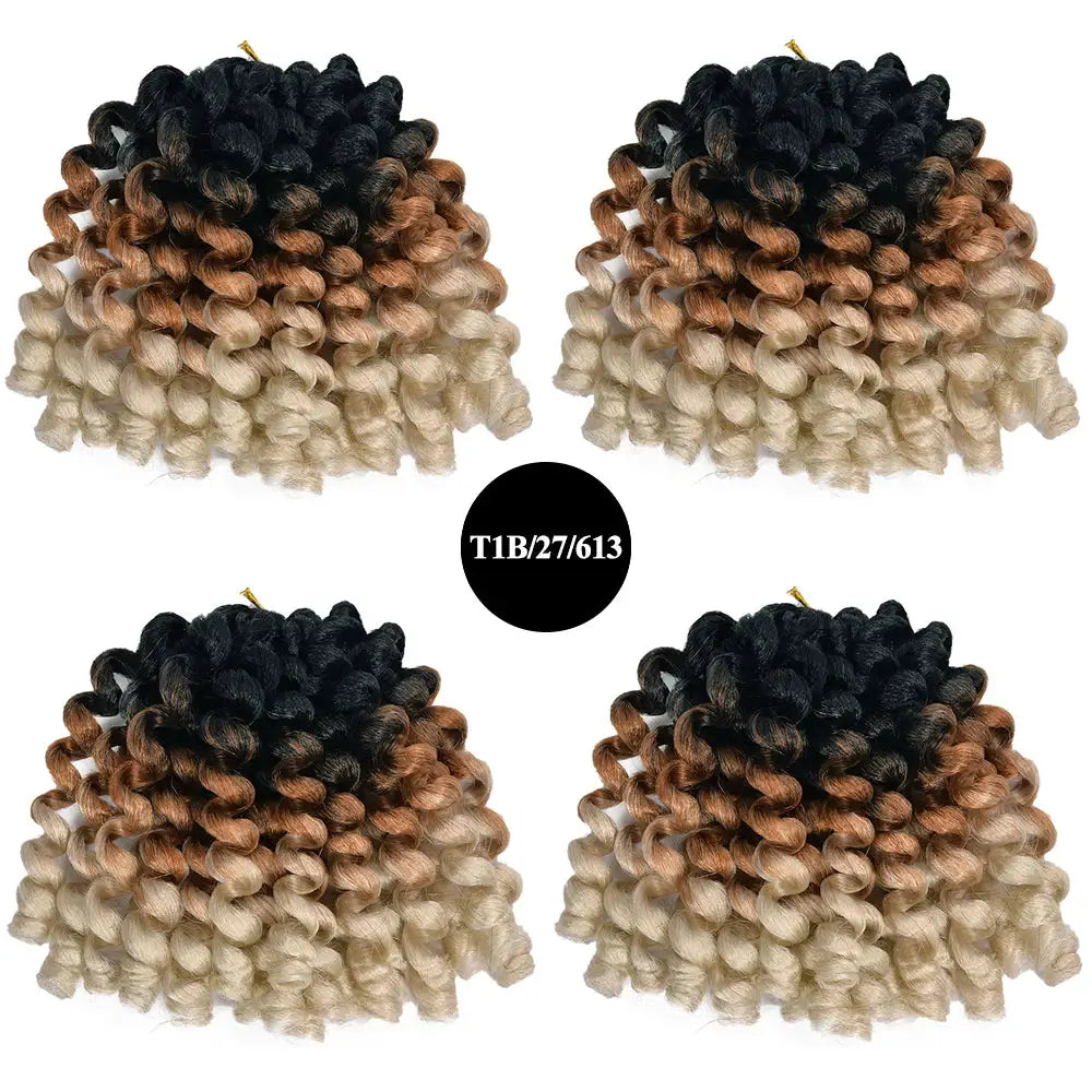 Simples Market synthetic ombre braiding hair extension with jumpy wand curl, black-to-blonde ombre T1B/27/613, 4 bundles