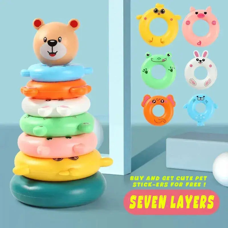 Baby Toys 0 To 12 Months Puzzle Pyramid Tower Cup Stacking Educational Toy Montessori Water Play Beach Pool Bathtub Gift