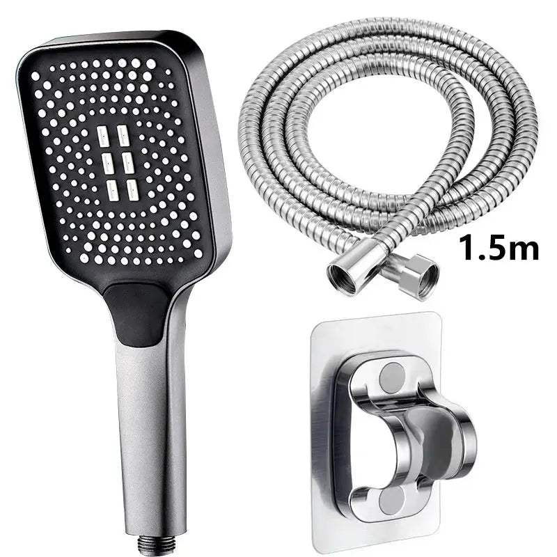 Simples Market handheld rain shower head with 1.5m stainless steel hose and wall-mount bracket