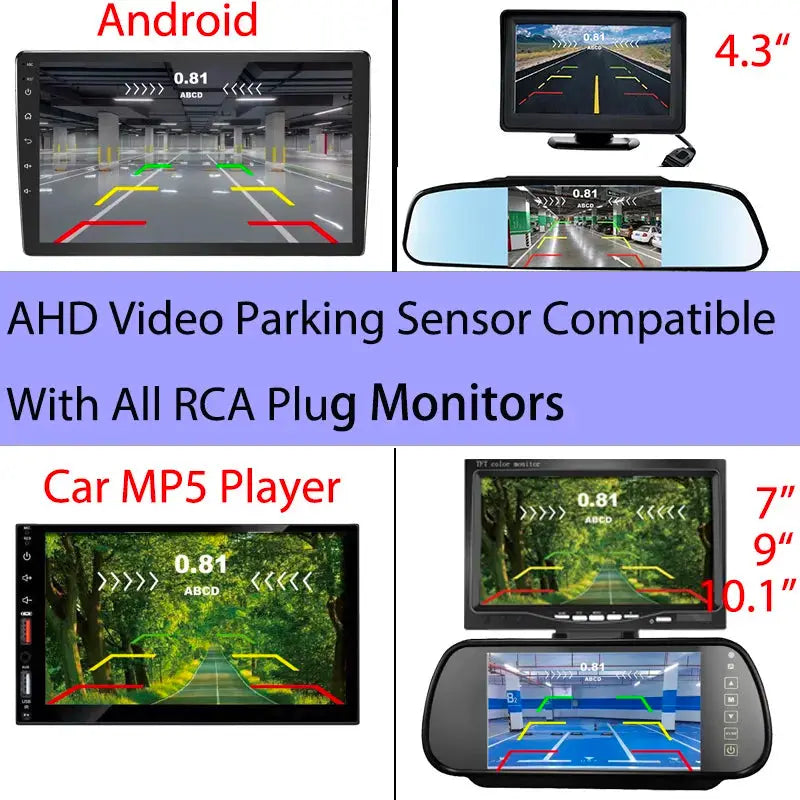 FirstSafe Android car reverse parking monitor system with 4 sensors and RCA monitor options