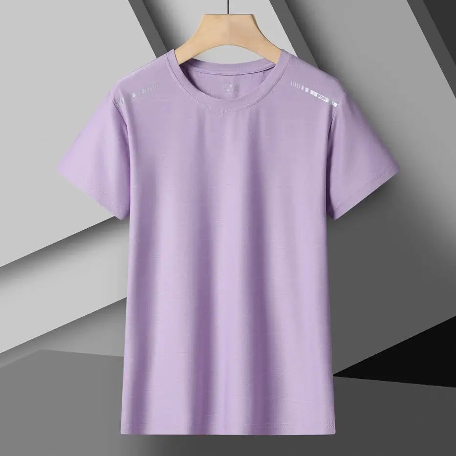 Women Reflective Running Tee High Elastic Breathable Quick Dry Ice Silk Summer Active Top Short Sleeve
