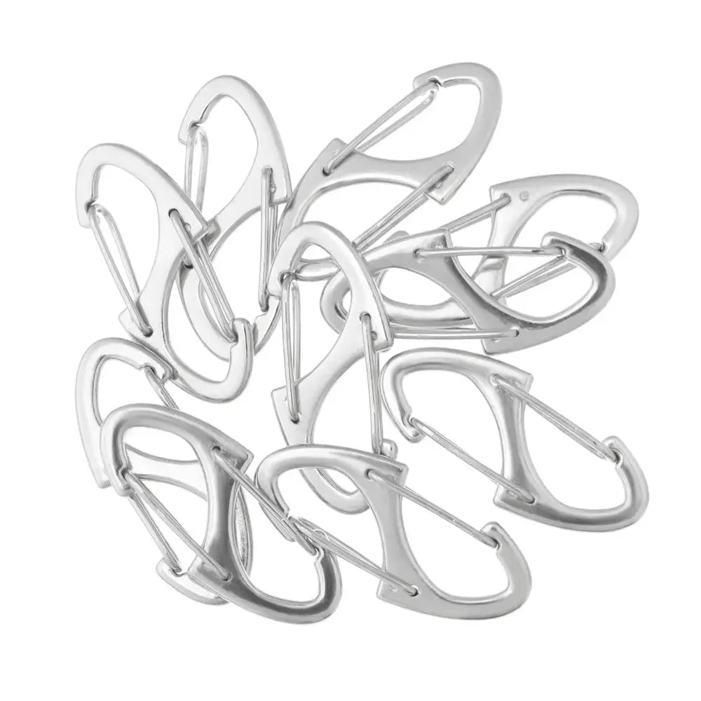 10pcs stainless steel S-type carabiner clasps, silver tone for jewelry necklaces