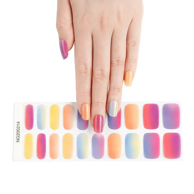 NailLux Semi Cured Nail Wraps For 16 To 20 Tips Easy Full Cover Adhesive Press On Nails Gel Finish UV LED Compatible