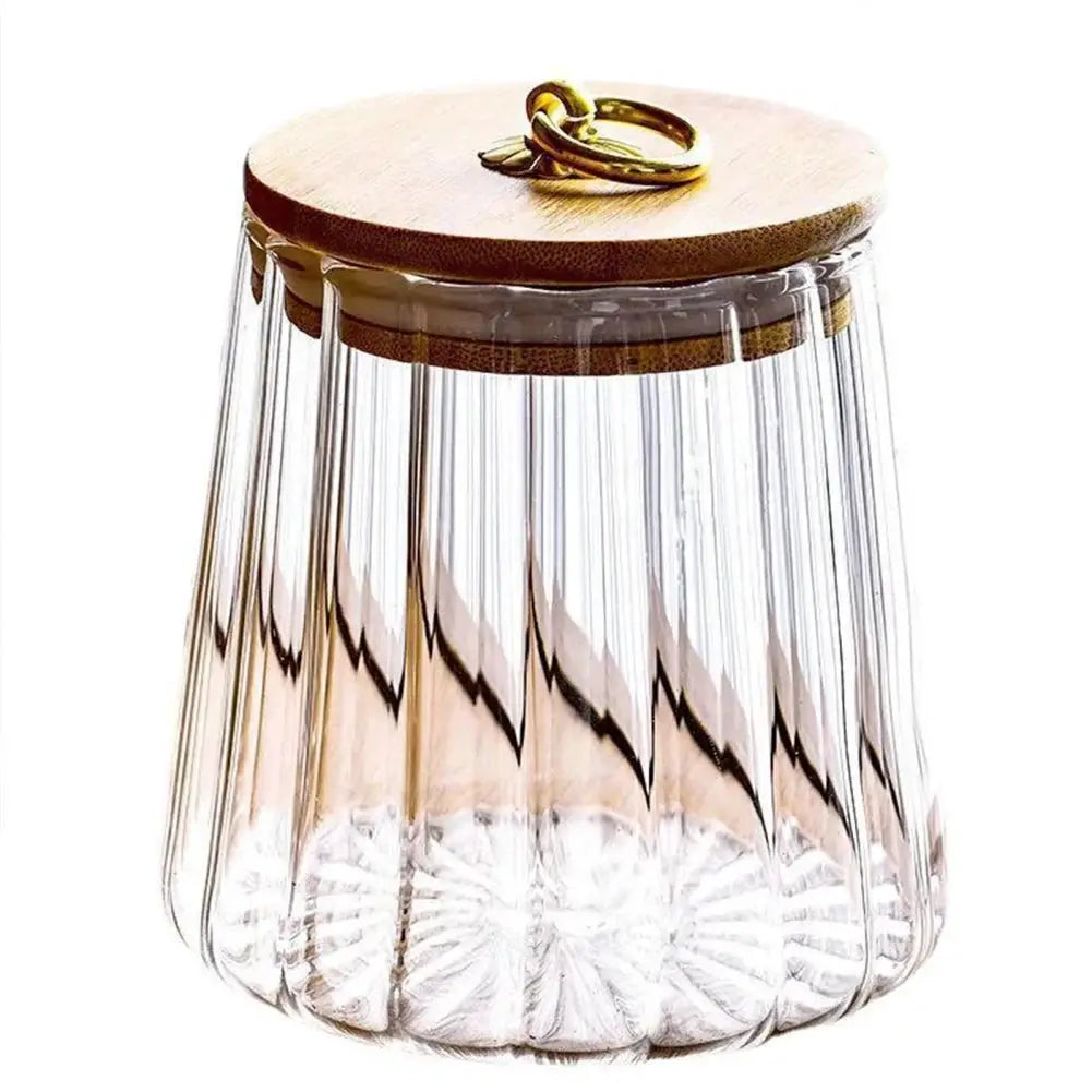 Glass Airtight Storage Jars With Wood Lids For Grains Tea Coffee Beans Candy Kitchen Organization Containers
