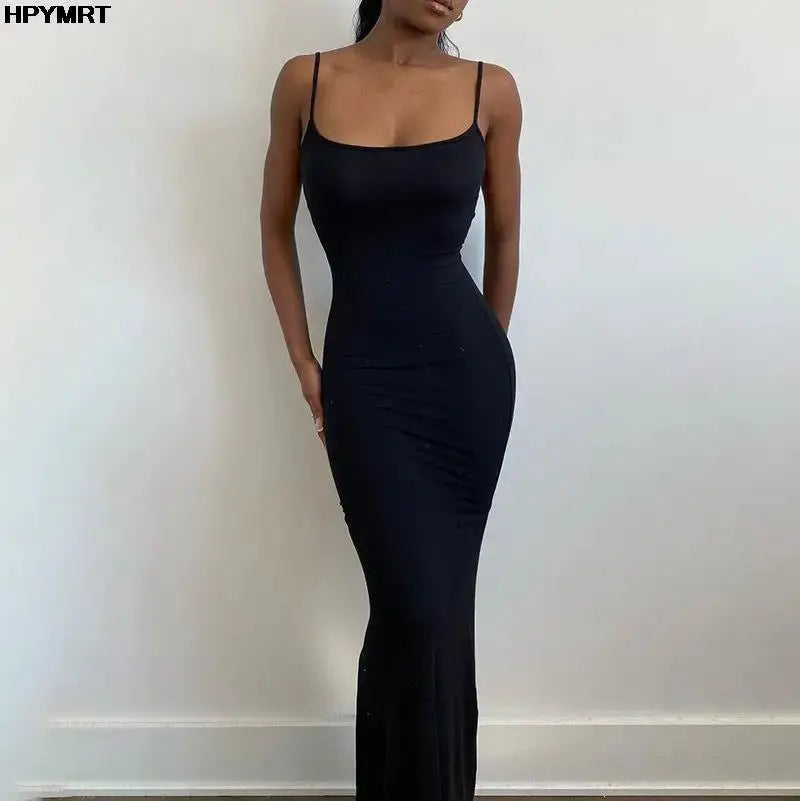 LuxeSilk Satin Slip Maxi Dress Sleeveless Backless Bodycon Elegant Party Ready Y2K Revival