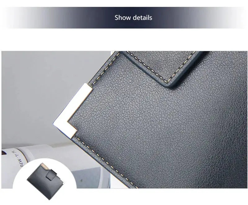Baellerry luxury men's wallet with zipper coin pocket; blue textured leather, silver hardware; inset black card holder