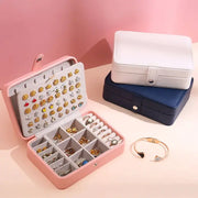 Portable Double Layer Jewelry Storage Box For Necklace Watch Earrings And Rings Leather Case