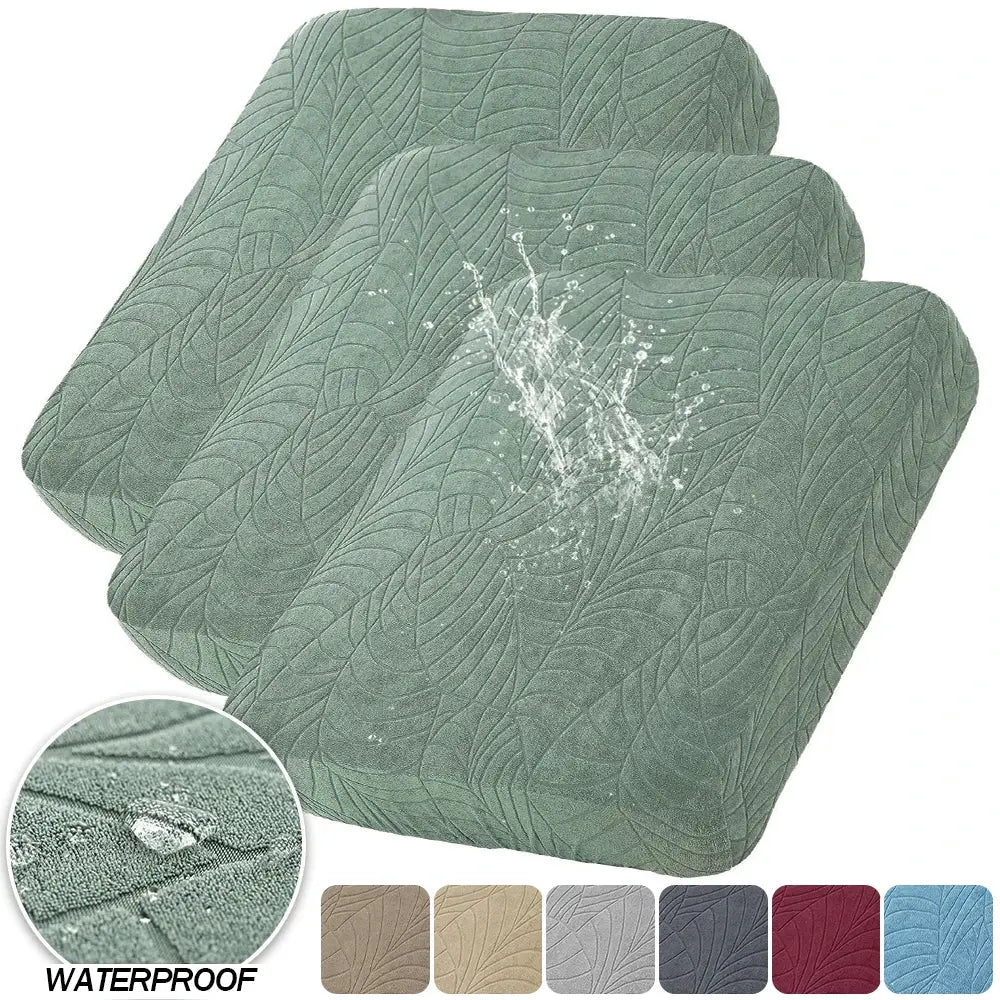 Waterproof stretch sofa cushion cover in teal jacquard fabric, set of 2, by Simples Market