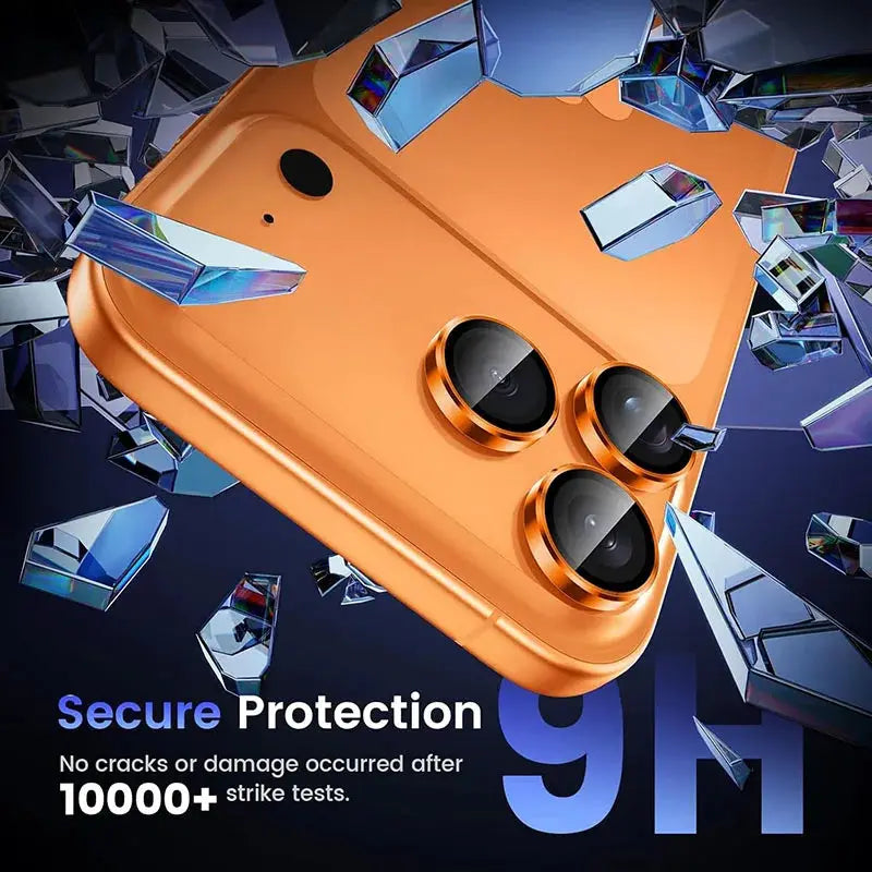Camera protector for iPhone 17 Pro/Pro Max with gold metal glass ring cover
