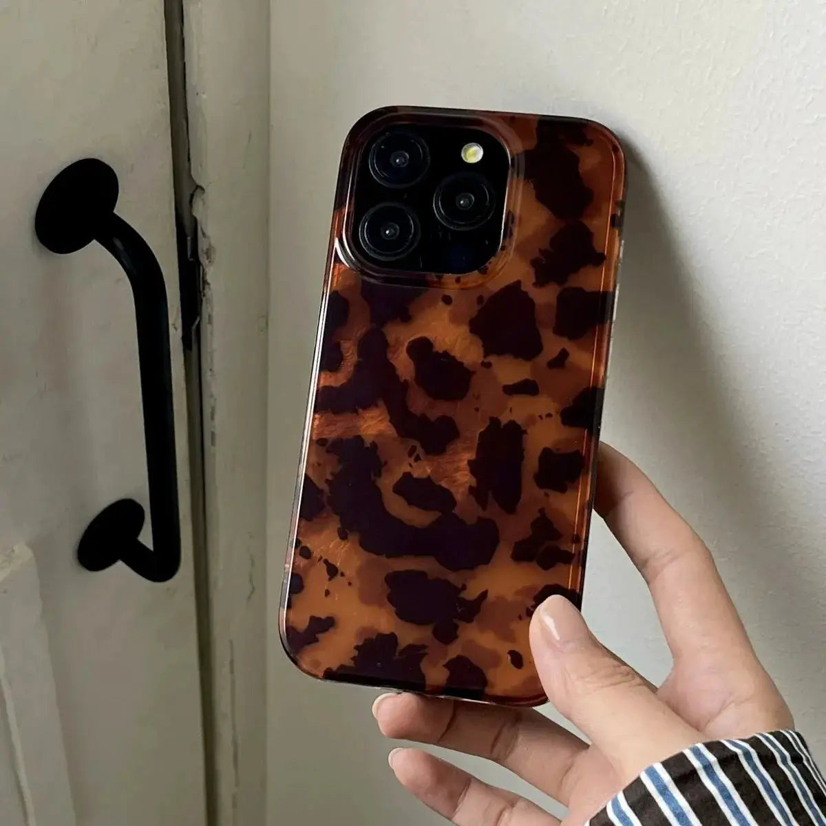 Retro Amber Texture Laser Phone Case Leopard Print For IPhone Through 17 Pro Max XS XR 16E Soft Cover