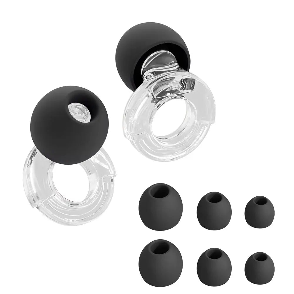 HUAK Quiet Ear Plugs Noise Reduction Reusable Hearing Protection 8 Soft Silicone Ear Tips XS S M L Sleep Swim Work