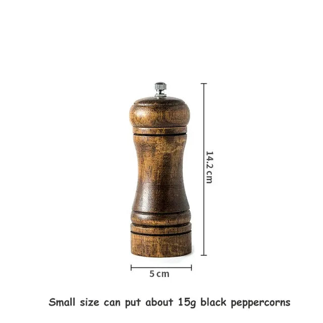Classical Oak Wood Pepper Spice Mill Grinder Set With Adjustable Ceramic Grinding Core For Handheld Seasoning