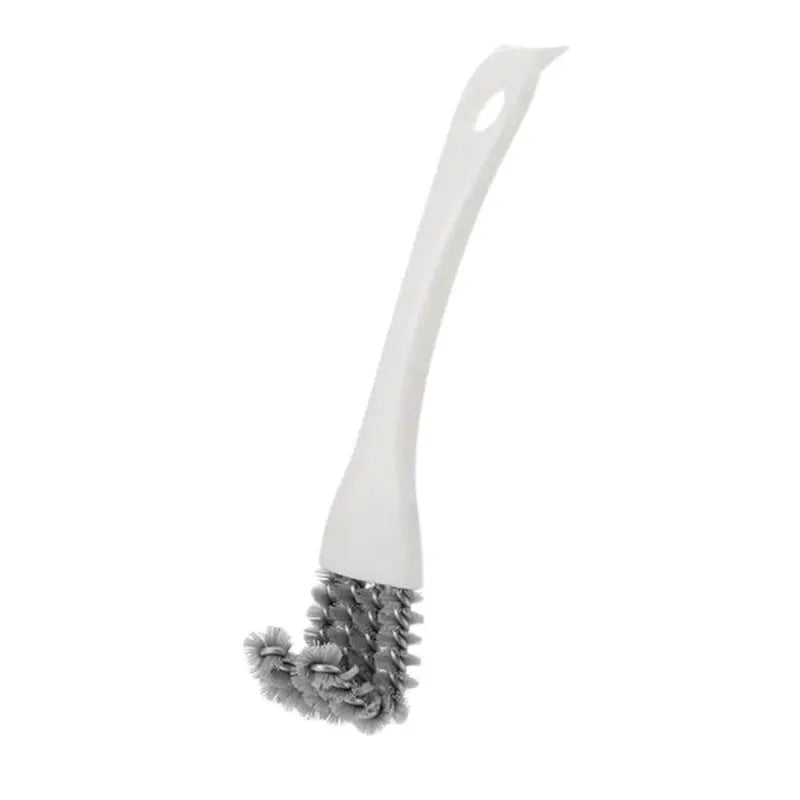 White plastic-handled bird cage cleaning brush with metal spiral bristle head