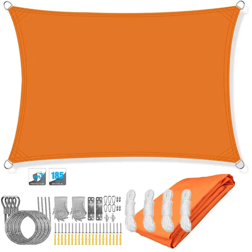 Simples Market orange waterproof rectangle shade sail canopy with mounting hardware set